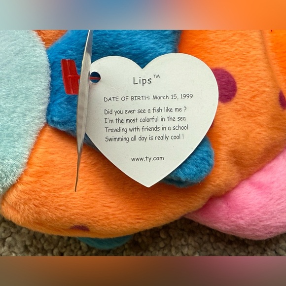 Lips The Fish Ty Beanie Baby Rare Look Retired W/ Errors - Picture 4 of 7